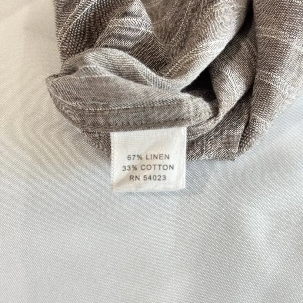 Banana Republic Mens XL Brown Slim Fit Italian Linen Long Sleeve Shirt Good